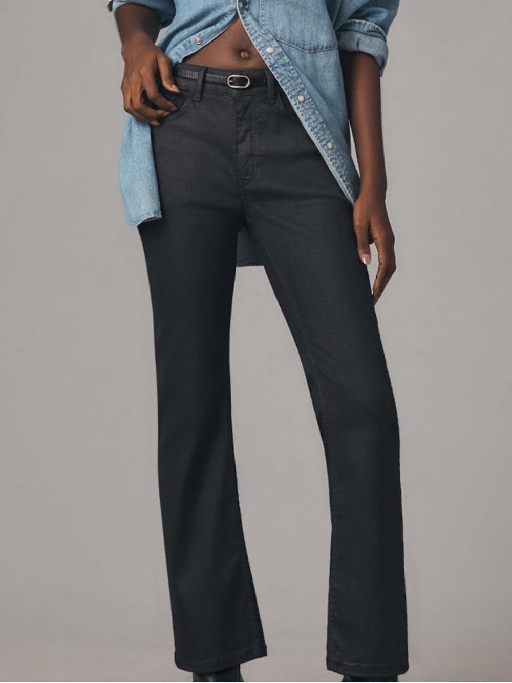 Anthropologie Pilcro The Yaya Coated Black Cropped Jeans 28P